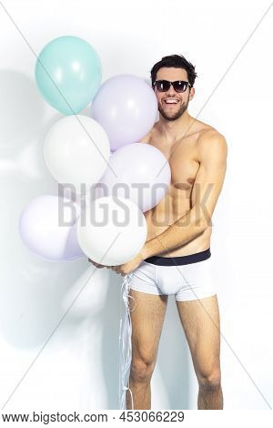 Handsome Caucasian Man Impressed Something Positive While On Party Or Club Presentation Wearing Cont