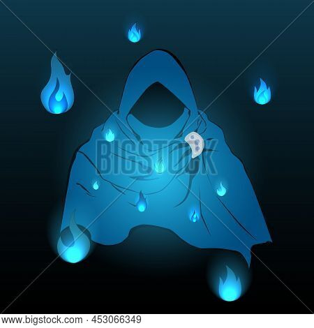 Black Figures Of Angels Of Death. Hooded Figure.