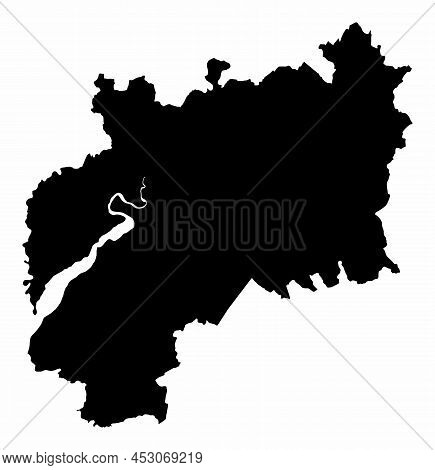 Gloucestershire County, Silhouette Map Isolated On White Background, England