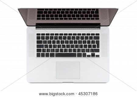 Pohled shora moderní sítnice Laptop.