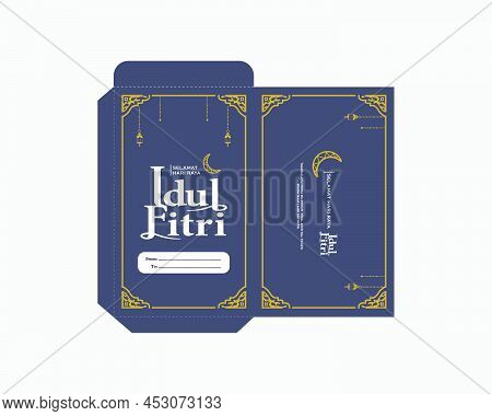 Elegant Golden Eid Mubarak Money Envelope Template Design For Print, Decoration, Element Design And 