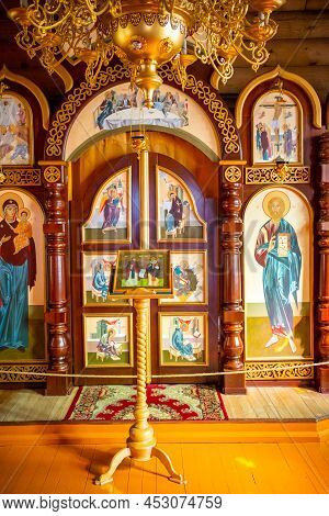 Kemerovo, Russia - April 16, 2022: Church Of Cyril And Methodius In Open-air Museum Tomsk Pisanitsa 