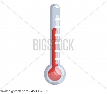 Thermometer Outdoor Illustration Celsius Fahrenheit Indicators On Measurement Scale. Hot Temperature