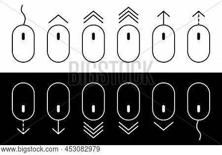 Scroll Mouse. Scroll Down And Up. Arrow Down And Up. Icon Of Computer Mouse. Line Button For Web And