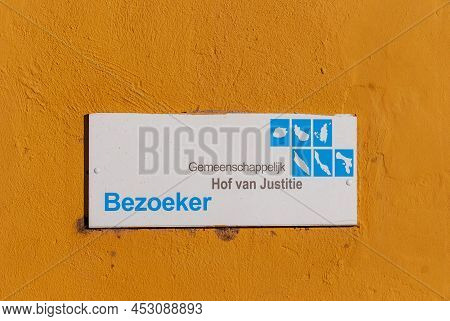 Bonaire - October 6, 2013: Sign For The Common Court Of Justice In Bonaire