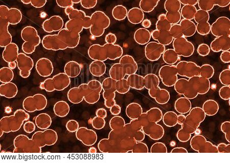 Artistic Beautiful Red Huge Amount Of Bio Micro Organisms Digital Drawn Background Or Texture Illust