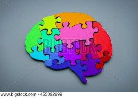 Neurodiversity Concept. Brain From Colorful Puzzle Pieces.
