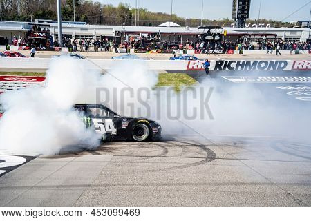 April 02, 2022 - Richmond, VA, USA: Ty GIBBS celebrates his win for the ToyotaCare 250 at Richmond Raceway in Richmond, VA.