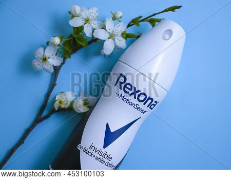 April 16, 2022 Ukraine City Kyiv Rexona Deodorant With Flowers