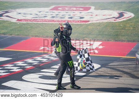 April 02, 2022 - Richmond, VA, USA: Ty GIBBS celebrates his win for the ToyotaCare 250 at Richmond Raceway in Richmond, VA.