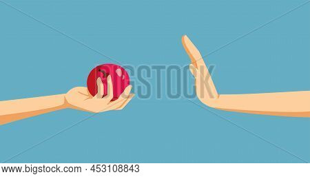 Person Refusing An Apple Vector Cartoon Illustration