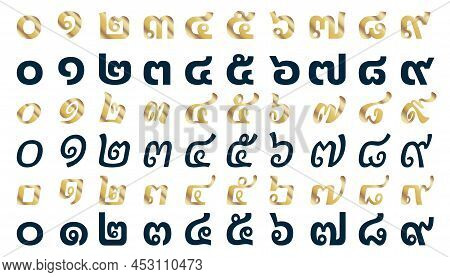 Logo Text Thailand Alphabe Numbers 0-9 English Translation.illustration Design Idea And Concept Thin