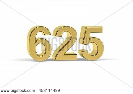 Golden 3d Number 625 - Year 625 Isolated On White Background - 3d Render
