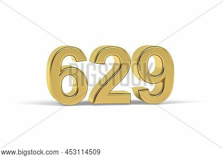 Golden 3d Number 629 - Year 629 Isolated On White Background - 3d Render