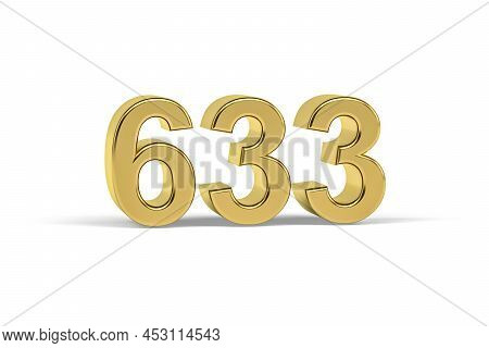 Golden 3d Number 633 - Year 633 Isolated On White Background - 3d Render