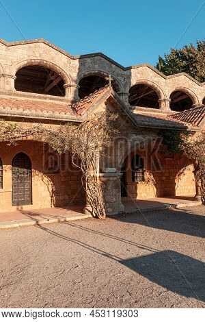 The Territory Of Filerimos Monastery On The Island Of Rhodes In Greece