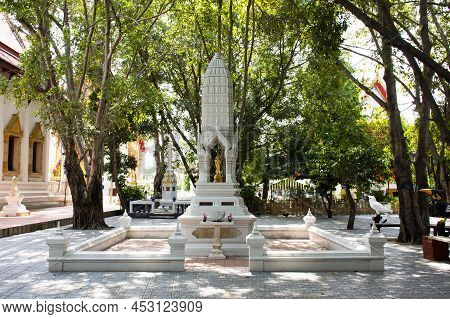 Ancient Buddha Statue In Antique Small Chedi Shrine For Thai People Travelers Travel Visit Respect P