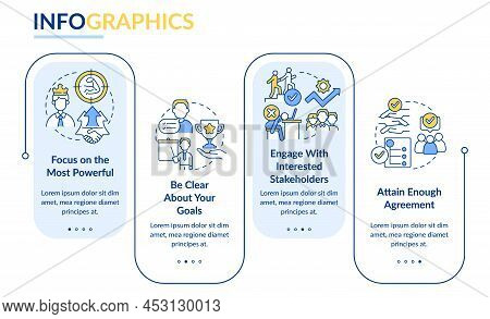 Stakeholders Engagement Blue Rectangle Infographic Template. Data Visualization With 4 Steps. Proces