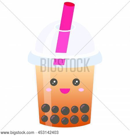 Earl Grey Tea, Bubble Tea Or Boba Tea Vector Illustration