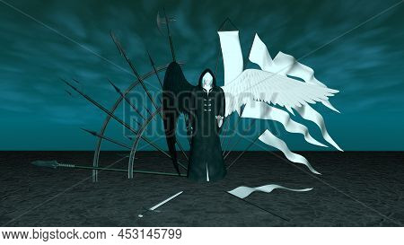 Angel In A Cloack Mythical Creature 3d Render