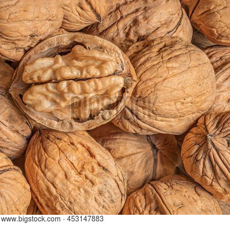 Walnuts Wallpaper.  Walnut Fresh Nuts Background Top View