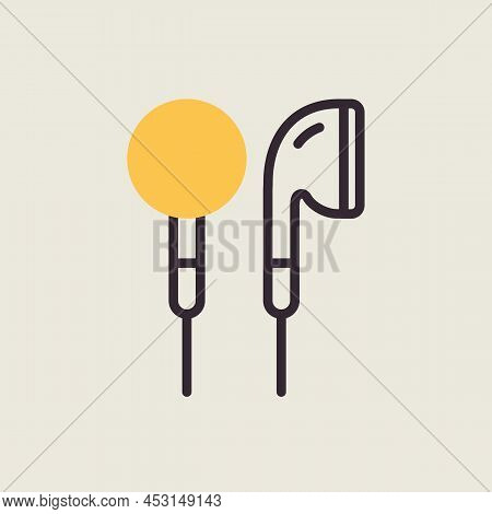 Ear-bud Headphone Vector Icon. Graph Symbol For Music And Sound Web Site And Apps Design, Logo, App,