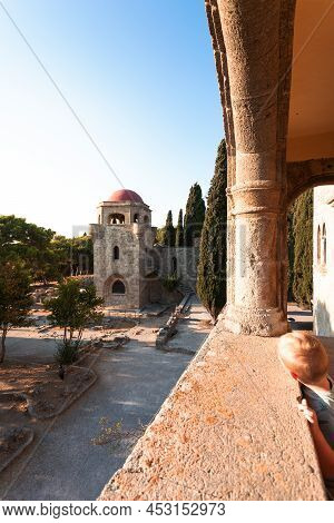 The Territory Of Filerimos Monastery On The Island Of Rhodes In Greece
