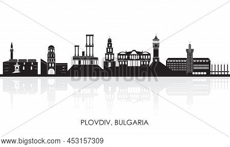 Silhouette Skyline Panorama Of City Of Plovdiv, Bulgaria - Vector Illustration