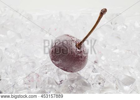 Fresh Cherry Berries On Quick Freeze Ice