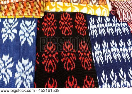Scarves Or Macanas At The Market, Traditional Handcraft And Design For Gualaceo Canton, Azuay Provin