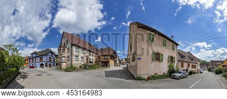 Albe, France - June 19, 2018: Main Street In The Small Village Of Albe In The Alsace Region, France
