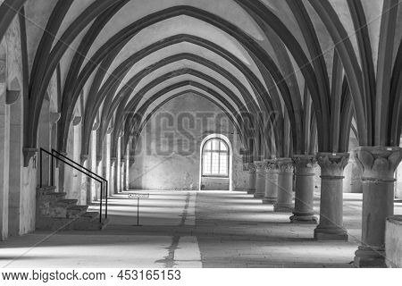 Eberbach, Germany - December 29, 2018: Monks Dormitory At Monastery Eberbach In Germany.