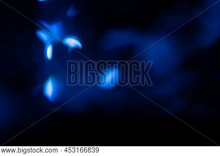 Blue Light Flare Prism Rainbow Flares Overlay Effect On Black Background, Light Crossing Crystals, P