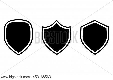 Retro Flat Set With Black Shields. Frame Template. Old Badge, Label, Logo Template. Vector Illustrat