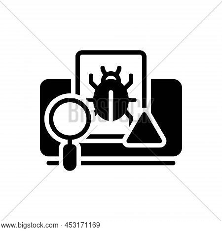 Black Solid Icon For Detection Ascertain Crime Agent Cyber Evidence Secret Magnifying Spy