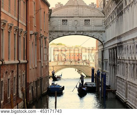 Bridge Of Sighs In Venice Seen From The Opposite Side From The Classic Postcard Towards The San Marc
