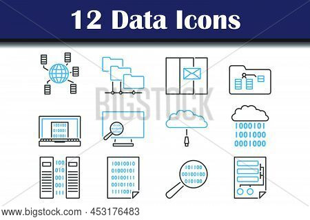 Data Icon Set. Editable Bold Outline With Color Fill Design. Vector Illustration.