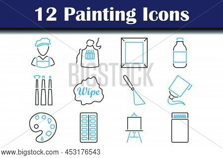 Painting Icon Set. Editable Bold Outline With Color Fill Design. Vector Illustration.