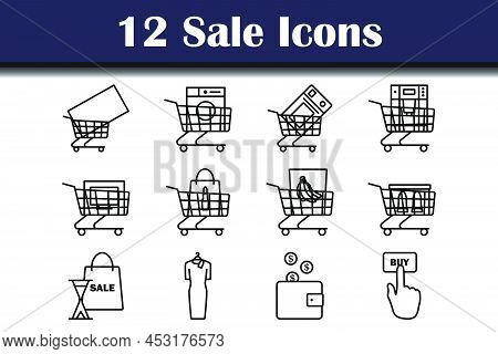 Sale Icon Set. Bold Outline Design With Editable Stroke Width. Vector Illustration.