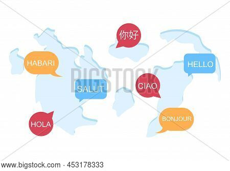 Translator Or Translation Language Illustration. Say Hello In Different Countries And Multilingual I