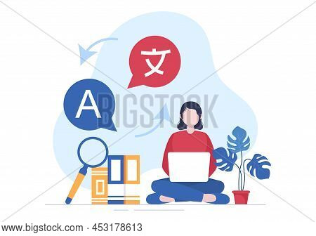 Translator Or Translation Language Illustration. Say Hello In Different Countries And Multilingual I