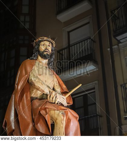 Holy Week Valladolid, Close-up Of The Ecce Homo Pass By Gregorio Fernandez 1622 During The Good Frid