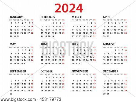 Calendar 2024 Template, Planner 2024 Year, Wall Calendar 2024 Template, Week Starts Monday, Set Of 1
