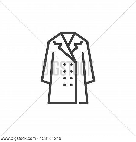 Trench Coat Line Icon. Linear Style Sign For Mobile Concept And Web Design. Stylish Coat Outline Vec