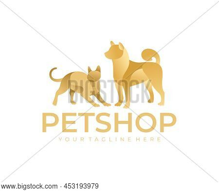 Dog And Cat, Pets, Veterinary And Care Behind Pets, Logo Design. Animal, Animal Shelter And Protecti