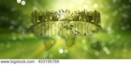 Green World Concept Background, Saving Environment, Save Clean Planet.
