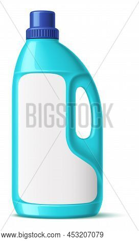 Bliue Plastic Bottle With Handle Mockup. Household Detergent Package Design