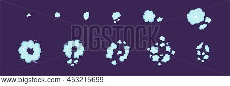 Top View Sky Blue Sprite Explosion Set. Vector Stock Illustration Isolated On Black Chalkboard Backg