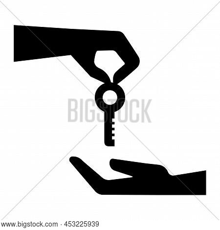 Hand Key Silhouette Icon. Cloud Storage. Logo Symbol. Business Concept. Vector Illustration. Stock I