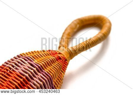 Traditional Colorful Braided Caxixi Isolated On White Background